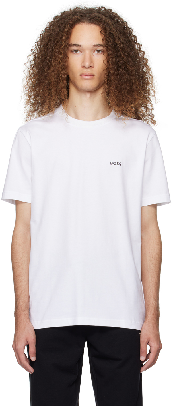 Shop Hugo Boss White Bonded T-shirt In White 100