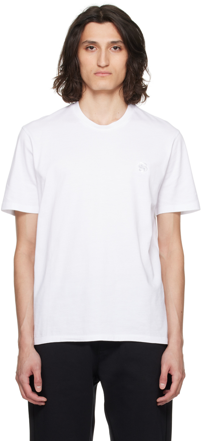 Hugo Boss White Double Monogram T-shirt In 100-white