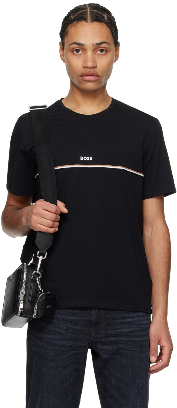 Shop Hugo Boss Black Printed Pyjama Shirt In 001-black