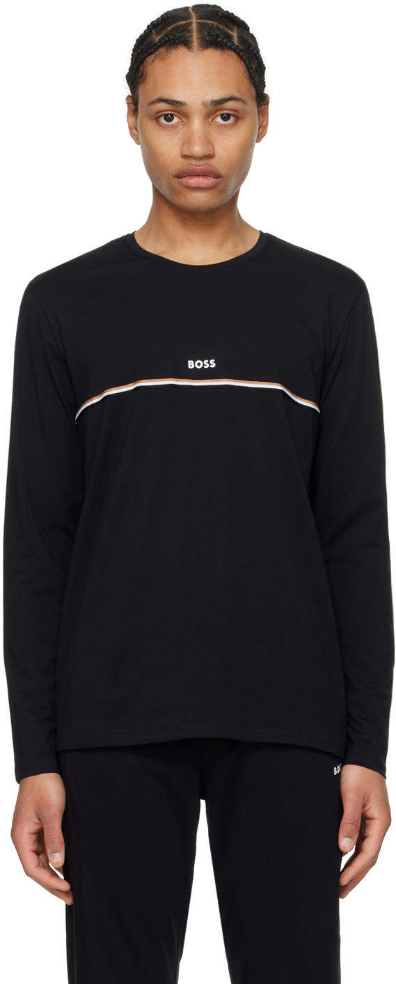 Shop Hugo Boss Black Signature Stripe Pyjama Shirt In 001-black