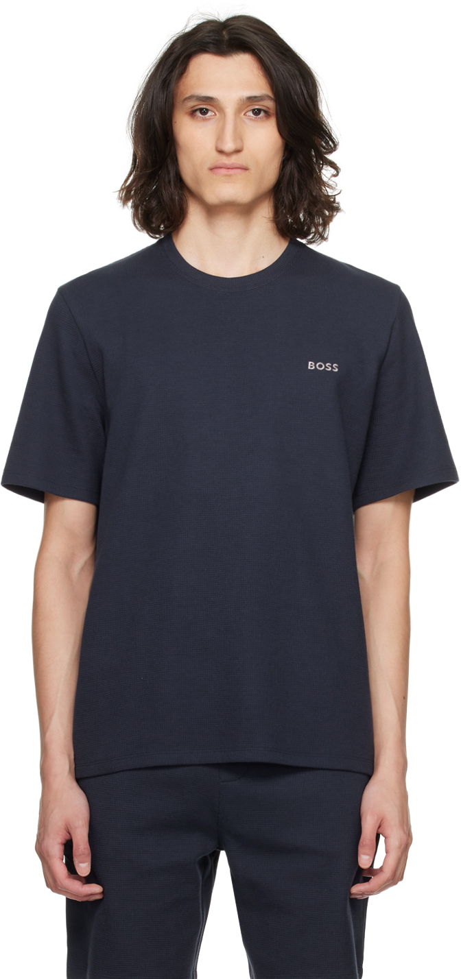 Hugo Boss Navy Embroidered T-shirt In 403-dark Blue