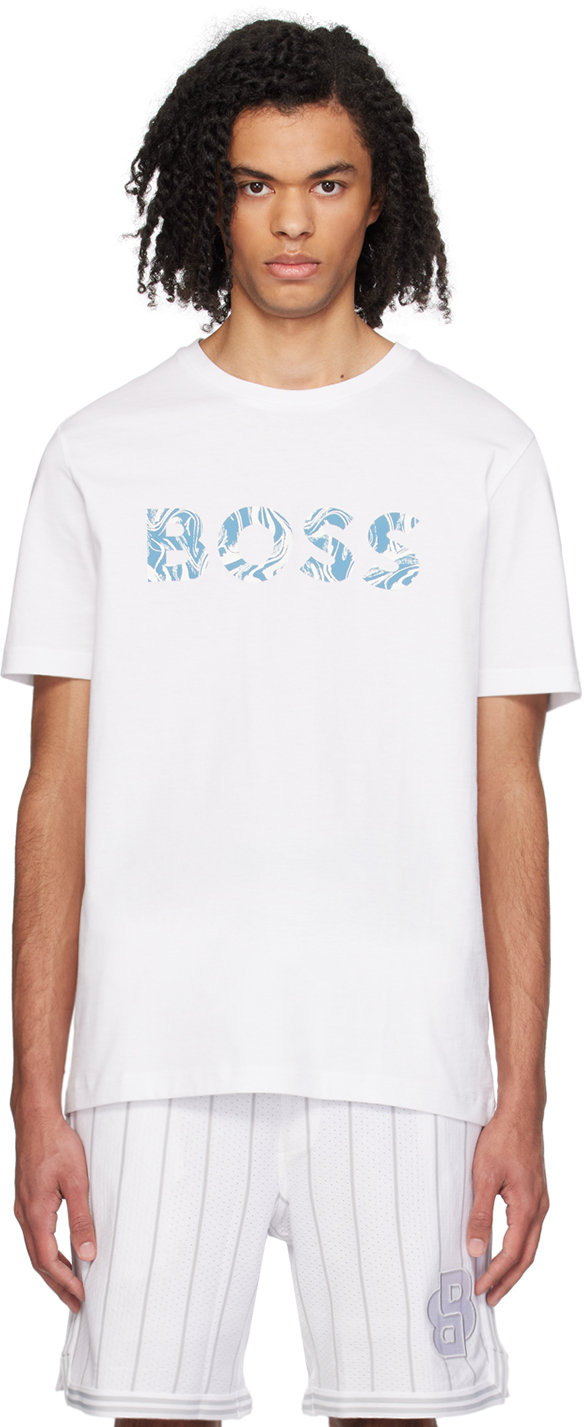 Hugo Boss White Printed T-shirt In 100-white