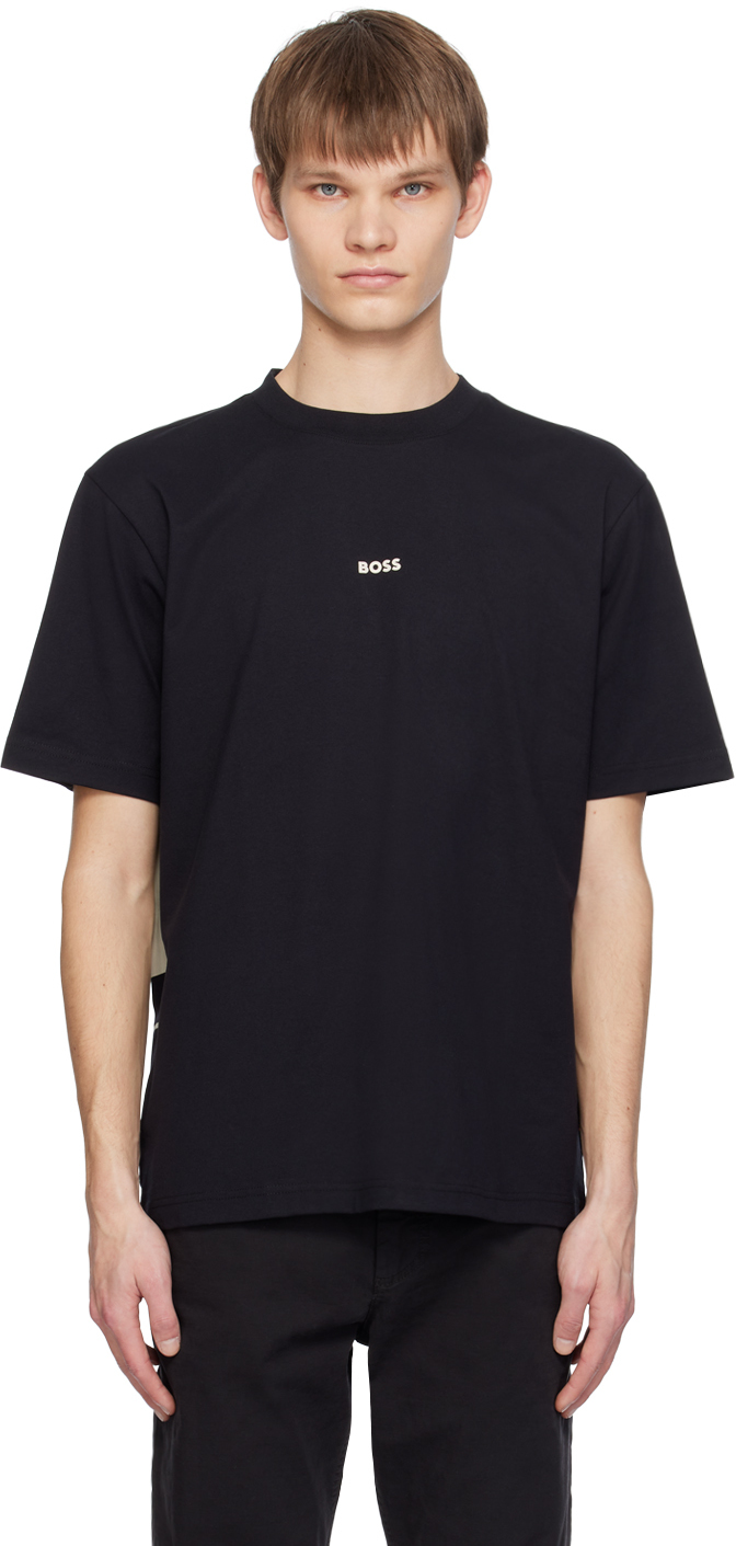 Shop Hugo Boss Black Printed T-shirt In 001-black