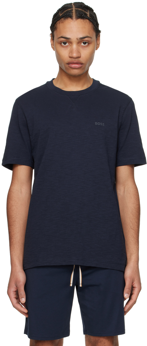 Shop Hugo Boss Navy Crewneck T-shirt In 404-dark Blue