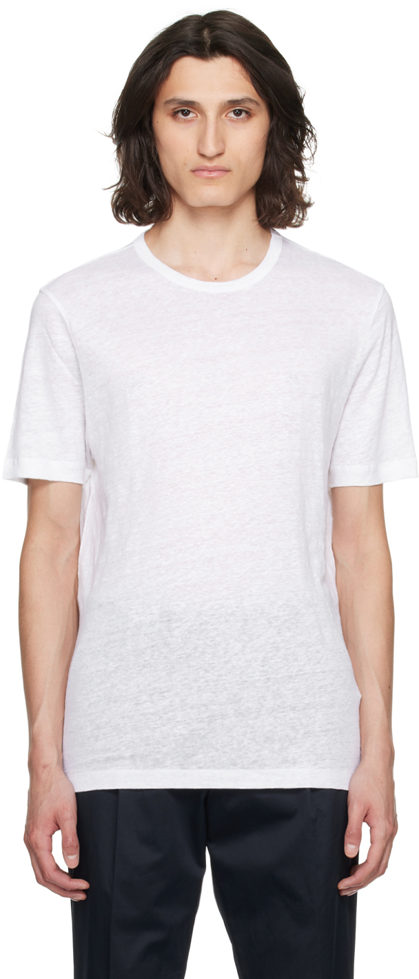 Hugo Boss White Slub T-shirt In 100-white