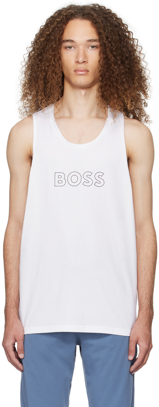 Hugo Boss Logo-print Cotton Tank Top In White