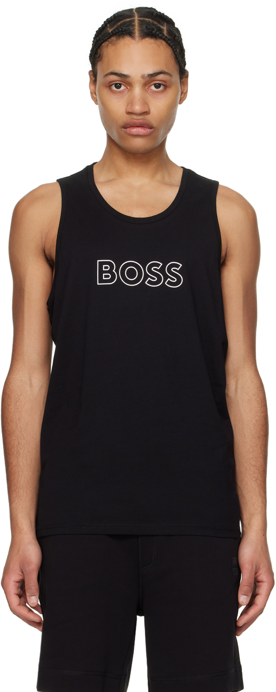 Shop Hugo Boss Black Outline Tank Top In 001-black