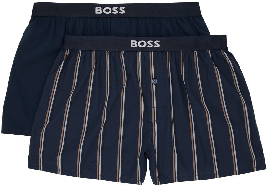 Two-Pack Navy Button Boxers