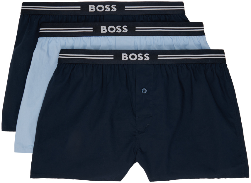 Hugo Boss Three-pack Multicolor Boxers In Dark Blue 403