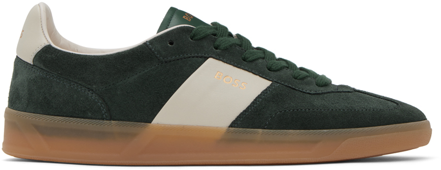 Hugo Boss Green Paneled Sneakers In Open Green 341