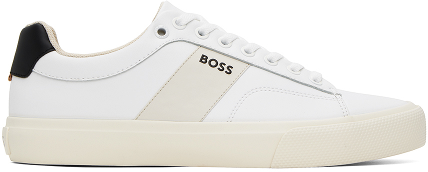 White Cupsole Contrast Band Sneakers