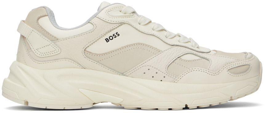 Hugo Boss Off-white & Taupe Levitt Sneakers In Open White 112