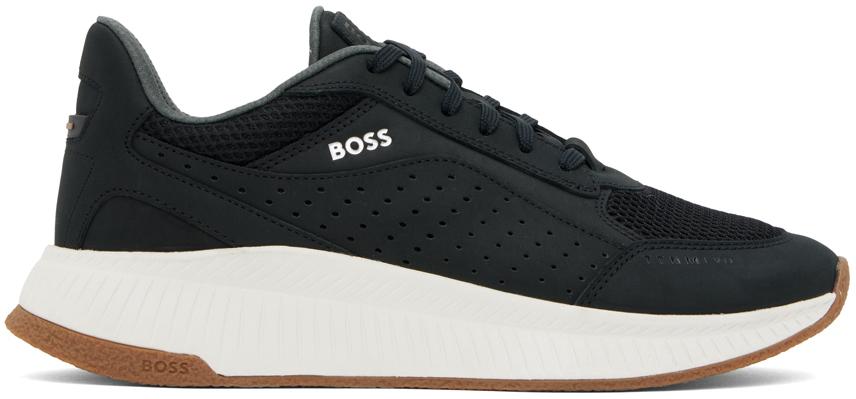Shop Hugo Boss Black Lace-up Sneakers In 001-black