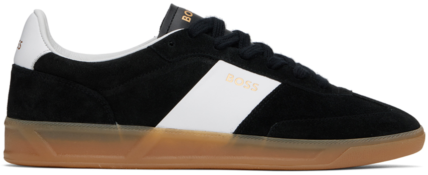 Hugo Boss Black Suede Sneakers In 001-black