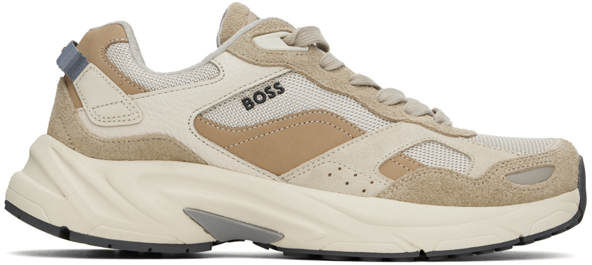 Hugo Boss Beige Running-style Sneakers In 282-open Beige