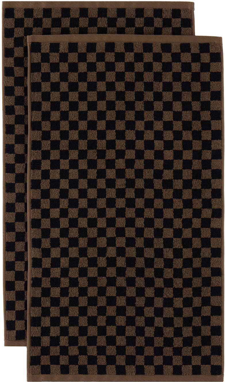 Baina Brown & Black Essential Bathroom 04 Set In Tabac Noir