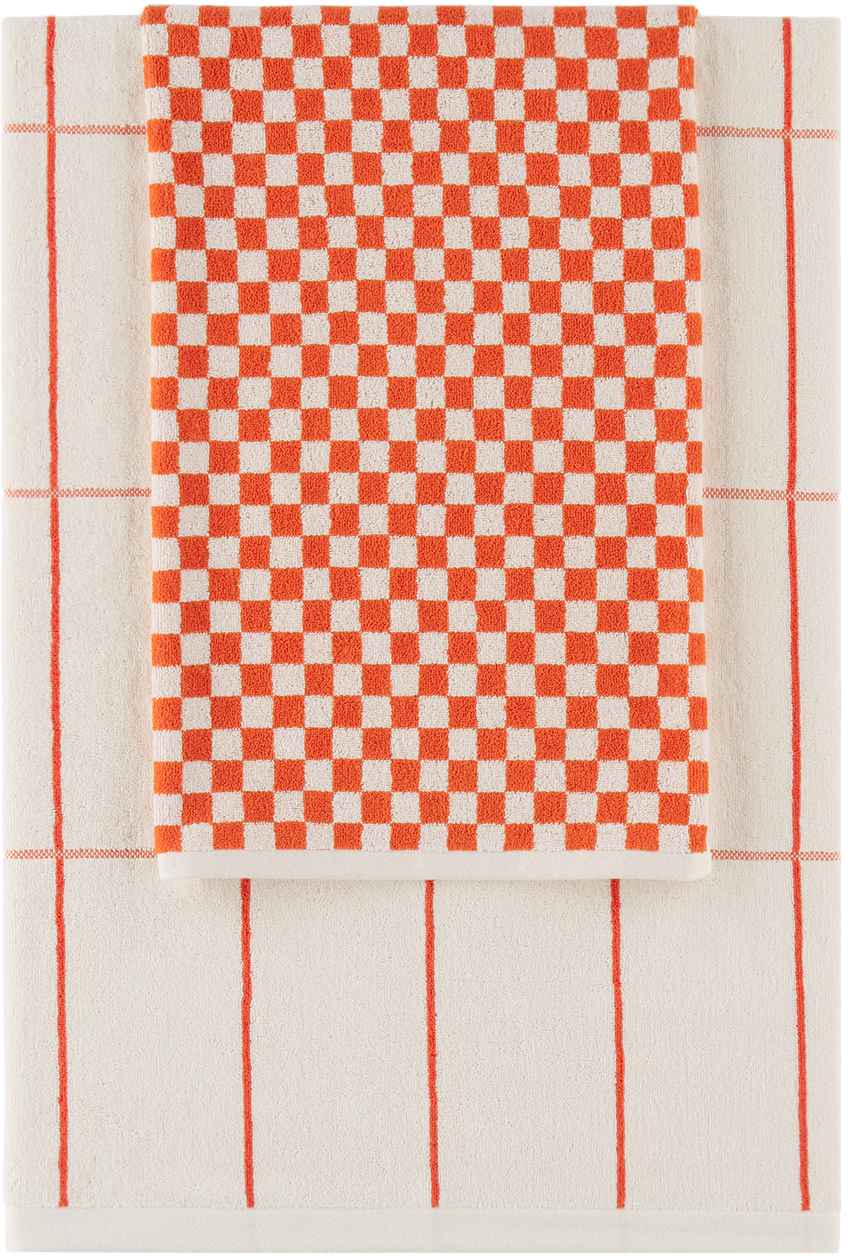 Orange & White Solitary 09 Towel Set by Baina | SSENSE