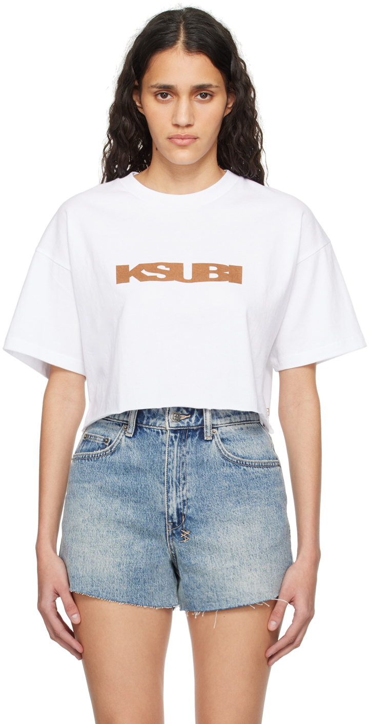 Shop Ksubi White Sott Tan Oh G Crop T-shirt