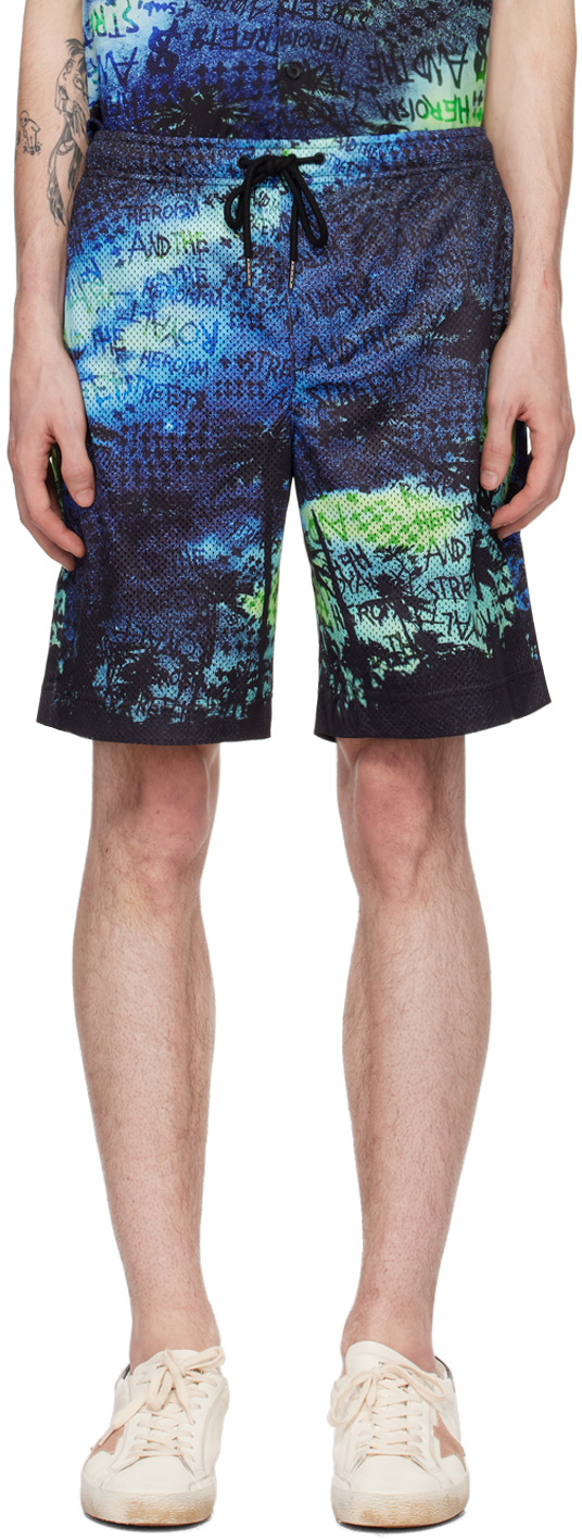 Ksubi Blue Space Palm Shorts In Assorted