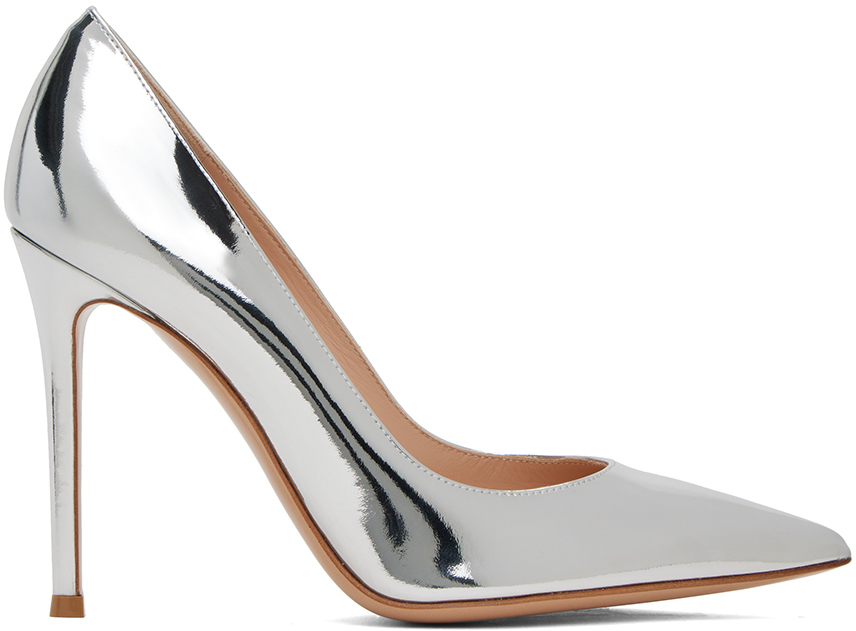 Gianvito Rossi: Silver Gianvito 105 Heels | SSENSE