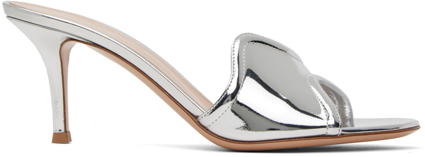 Sandales Gianvito Rossi Modèle Lucrezia, Cuir Argenté, Taille 39, Talon 11 Cm - Occasion