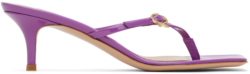 Purple Ribbon Thong 55 Heeled Sandals by Gianvito Rossi on Sale