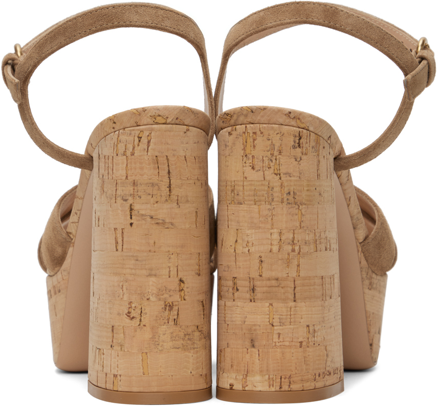 Gianvito Rossi Beige Bebe Heeled Sandals In Camel+cork