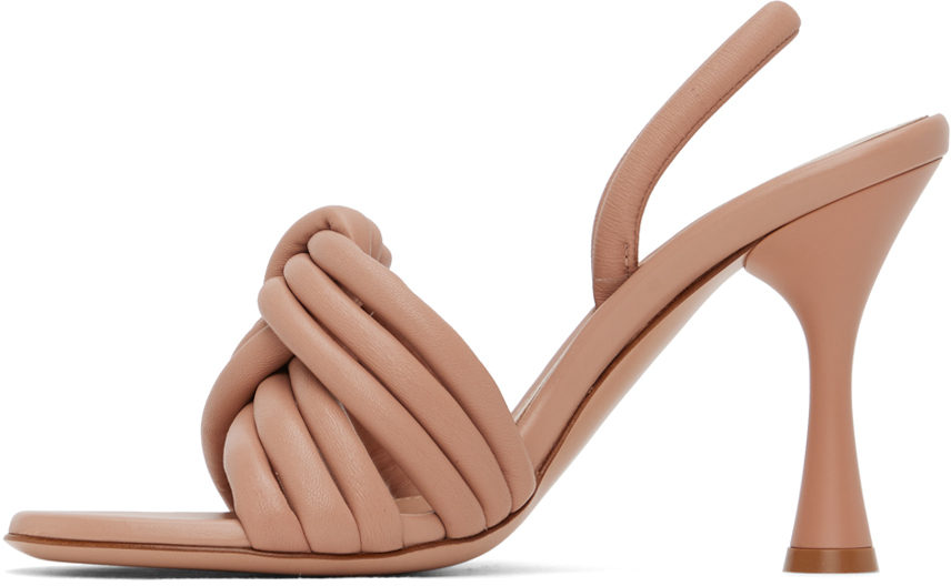 Gianvito Rossi Ottavia 95 Knotted Leather Slingback Sandals In Peach