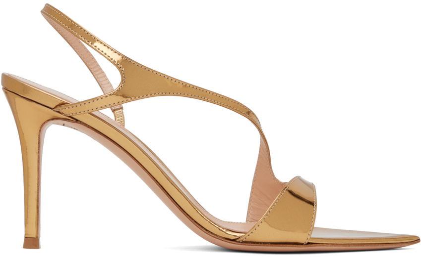 Gold Crossover Heeled Sandals