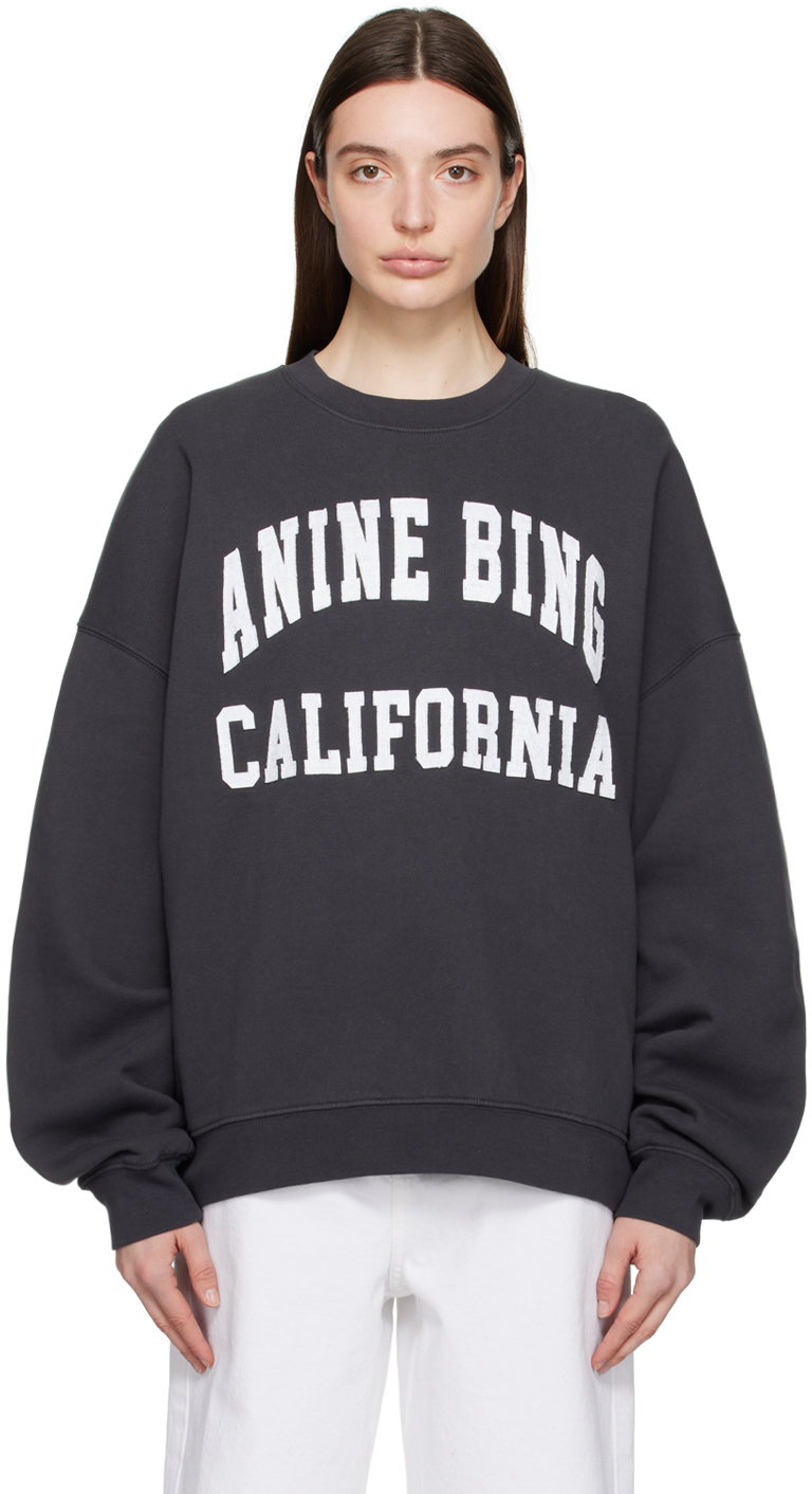 Shop Anine Bing Gray Miles Sweatshirt In Vintage Black