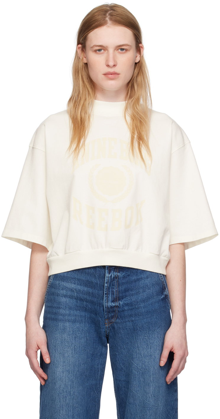 Anine Bing White Reebok Edition T-shirt In Chalk