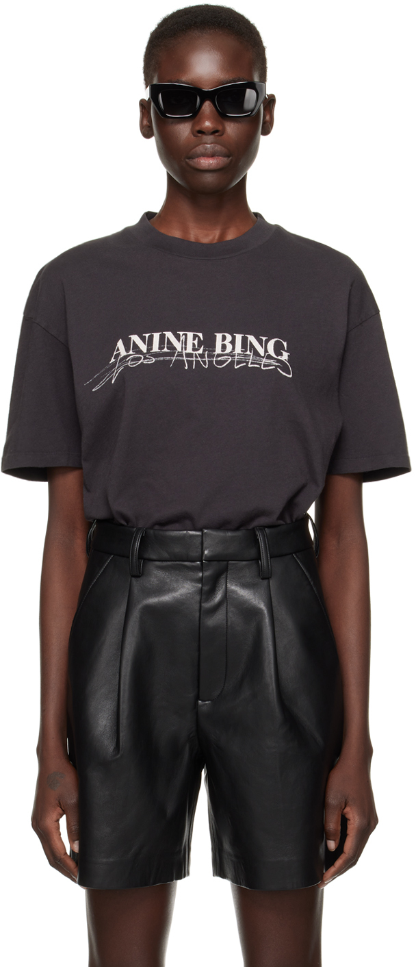 ANINE BING Black Walker Doodle T Shirt SSENSE