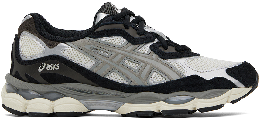 Shop Asics Black & White Gel-nyc Sneakers In Ivory/clay Grey