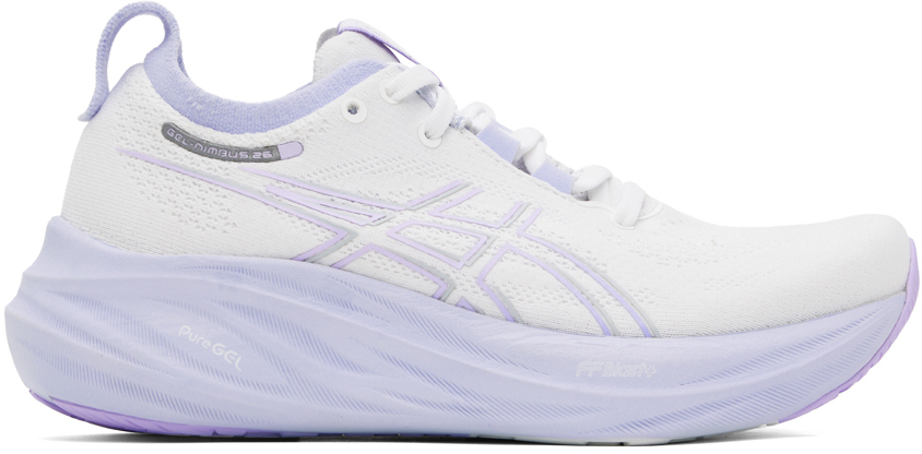 Shop Asics White & Purple Gel-nimbus 26 Sneakers In White/fresh Air