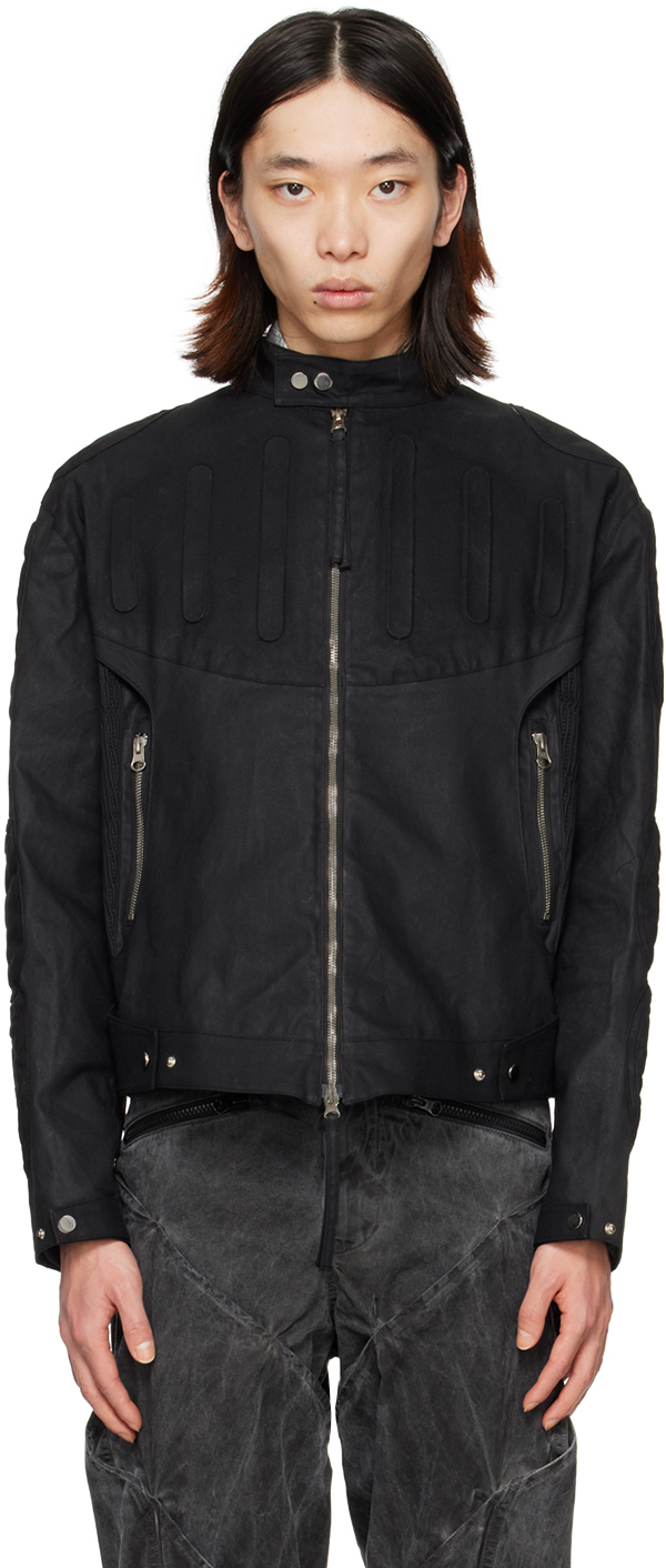 Black Embossed Biker Jacket