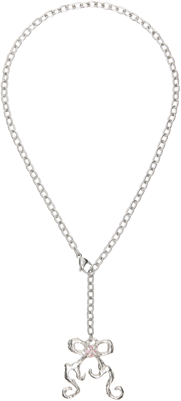 Silver Caroline Pendant Bow Necklace