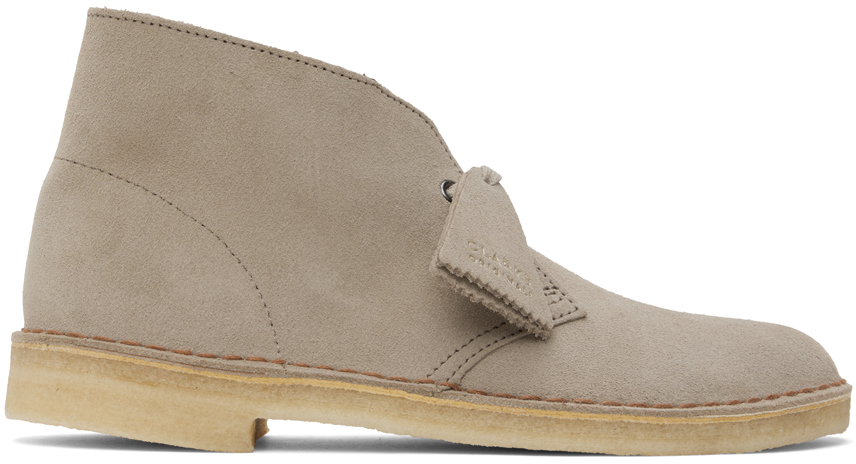Shop Clarks Originals Taupe Suede Desert Boots In Sand Suede