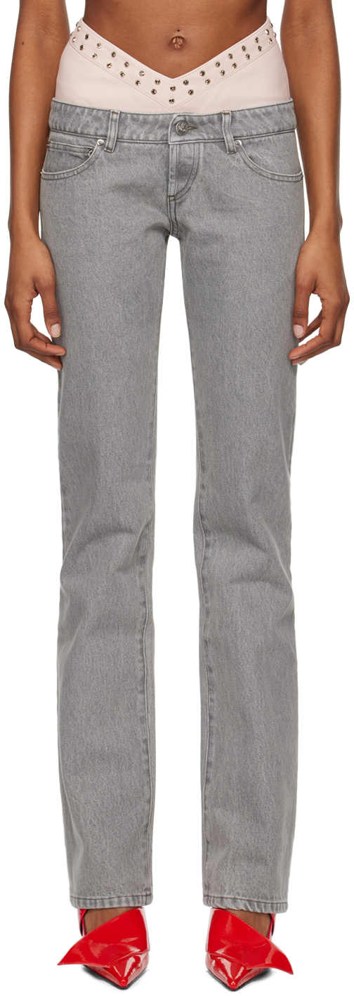 Shop All In Gray Double Jeans In Grey/pink