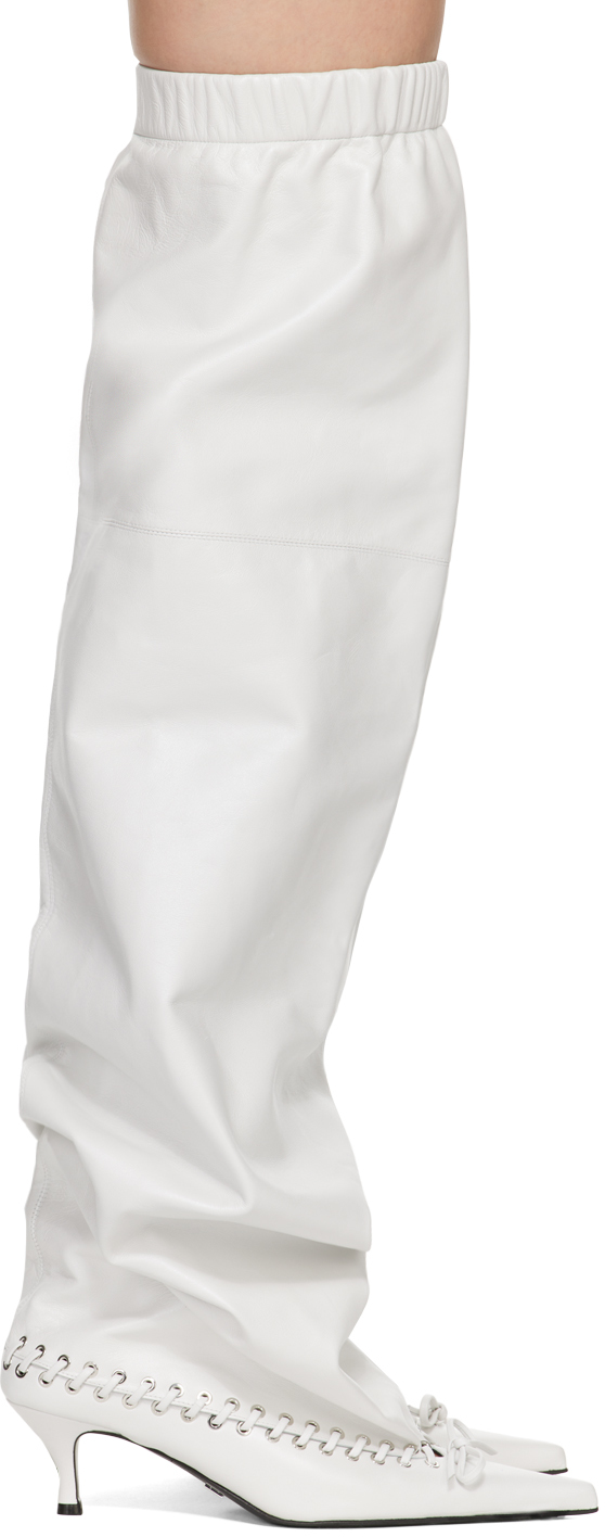 Shop All In White Level Thigh Soft Tall Boots In Nappa White Perlato