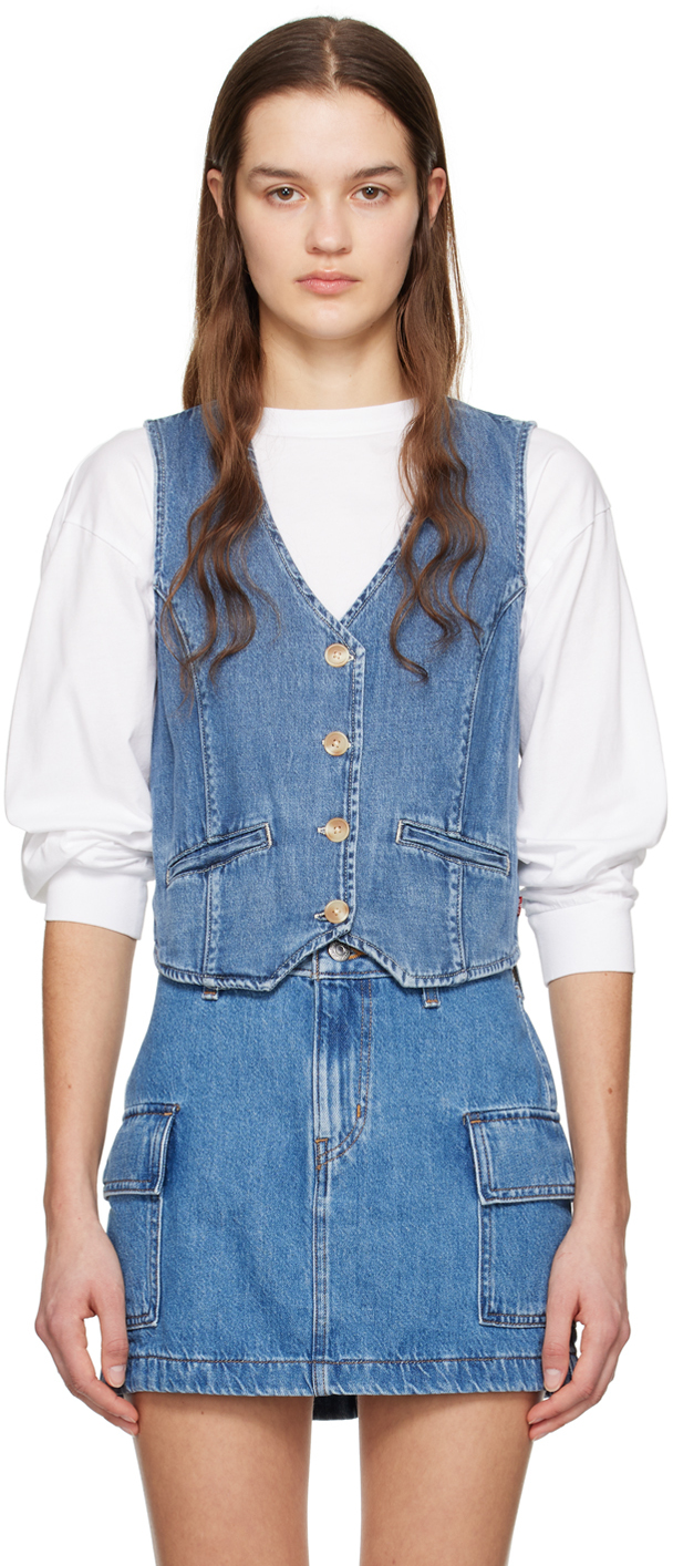 Shop Levi's Blue Jaylah Denim Vest In Orbit Heather