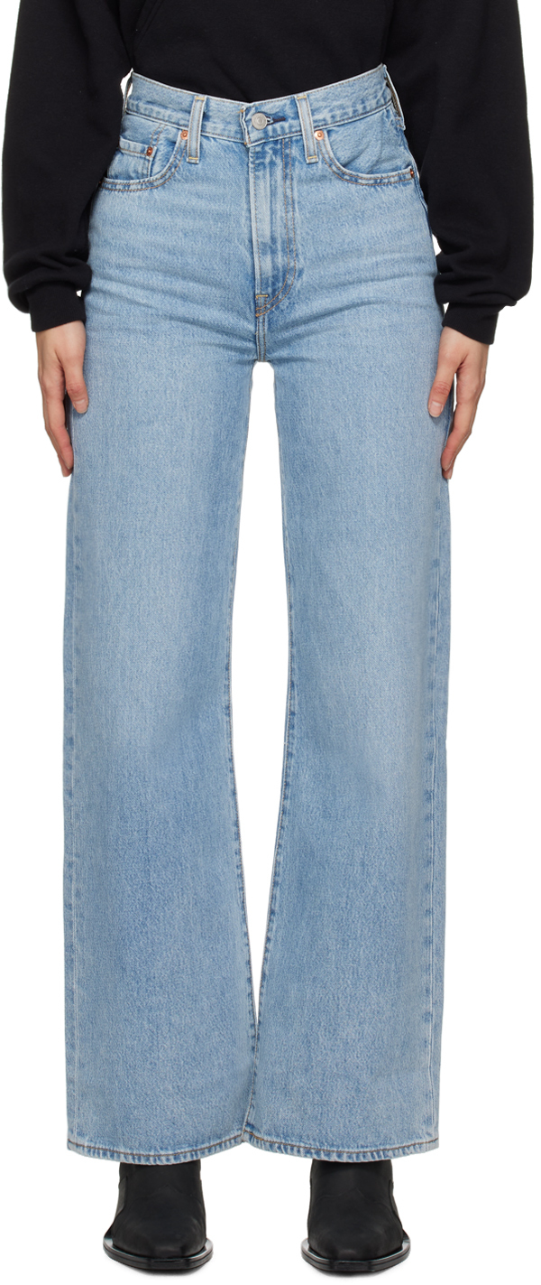 Shop Levi's Blue Ribcage Wide Leg Jeans In Far And Wide