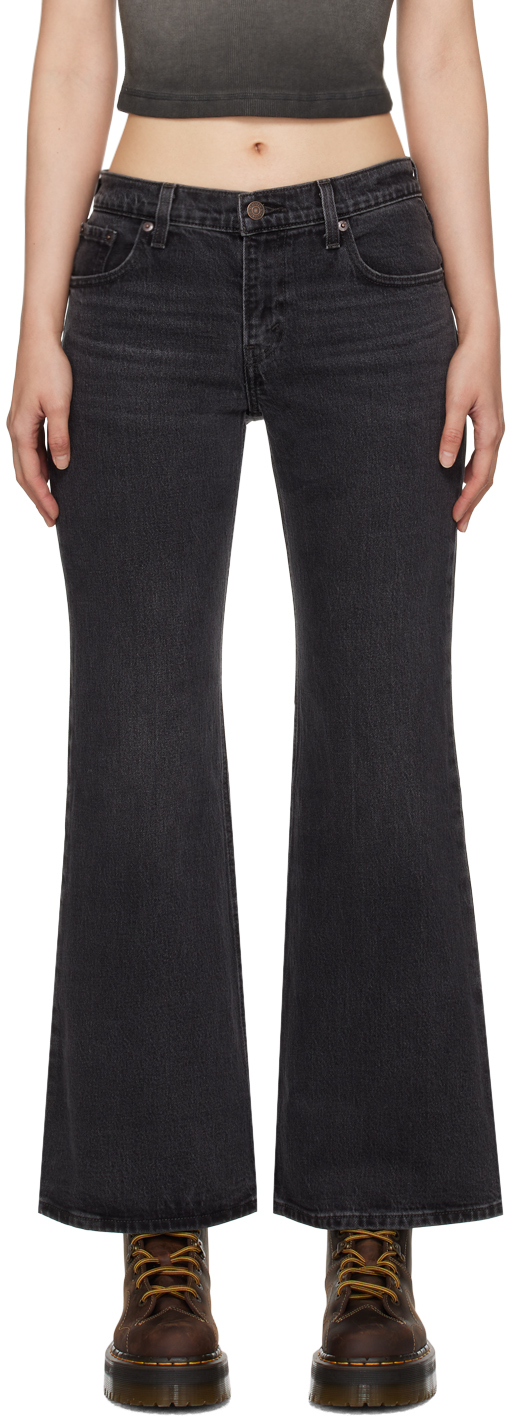 Black Middy Ankle Flare Jeans