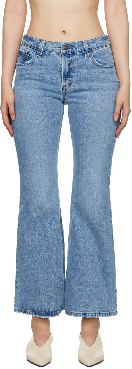 Levi's Blue Middy Ankle Flare Jeans In In Patches Psk St