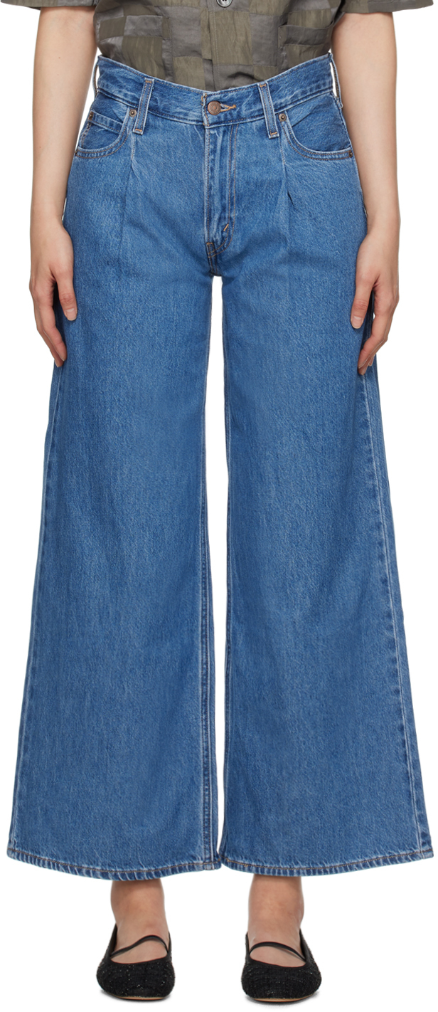 Levi's Blue Baggy Dad Wide Leg Jeans In Cause And Effect