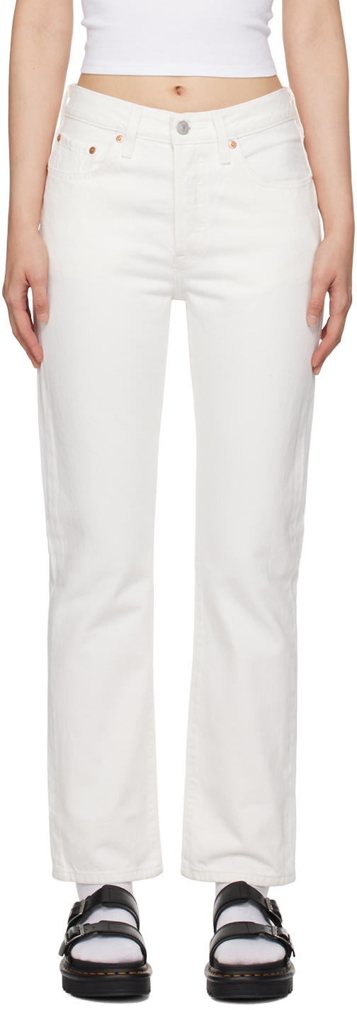 Levi's: White 501 Original Fit Jeans