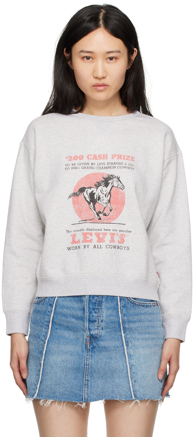 Shop Levi's Gray Graphic Sweatshirt In Heather Gray