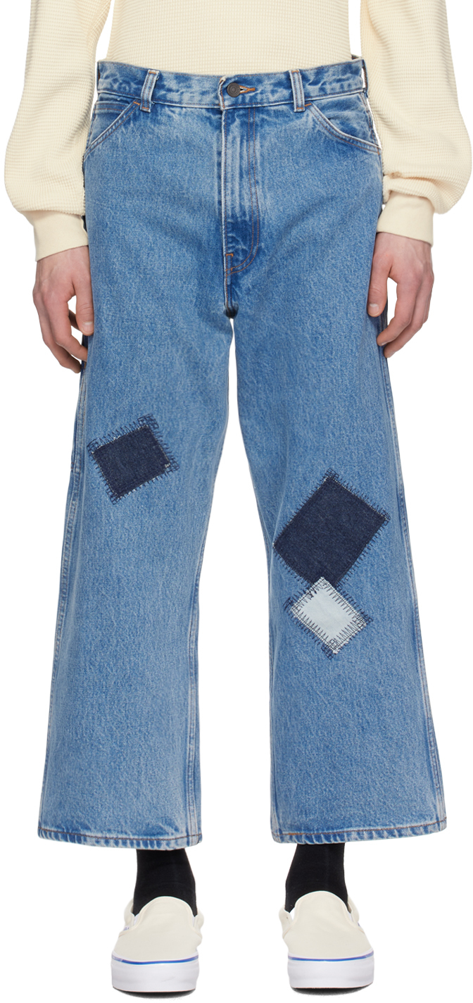 Shop Levi's Blue Skateboarding Cropped Carpenter Jeans In Pushing Daisies