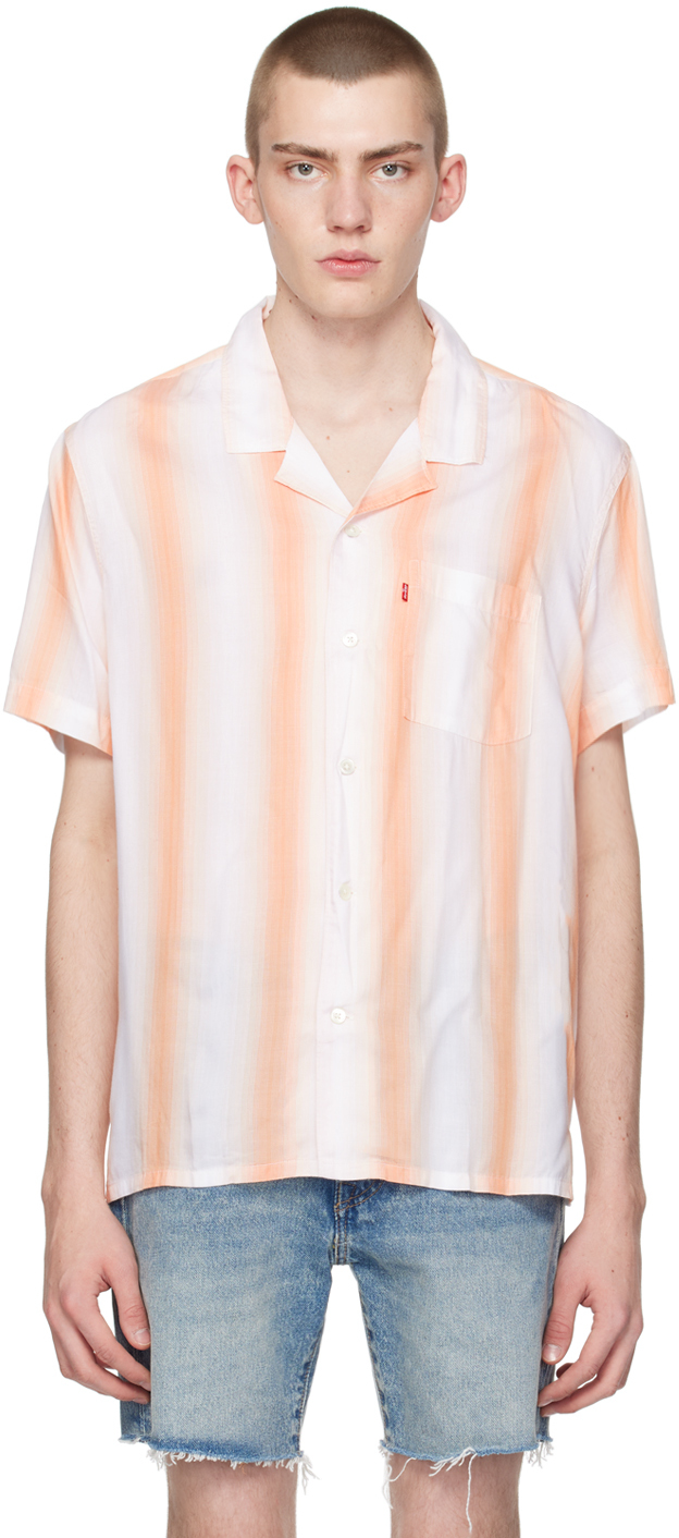 Shop Levi's Orange & White Sunset Shirt In Adr Stripe Briht Wht