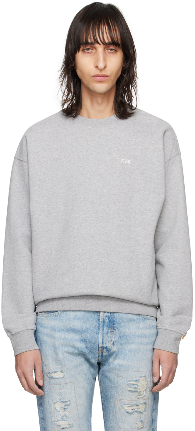 Shop Levi's Gray Crewneck Sweatshirt In Med Vintage Htr Grey