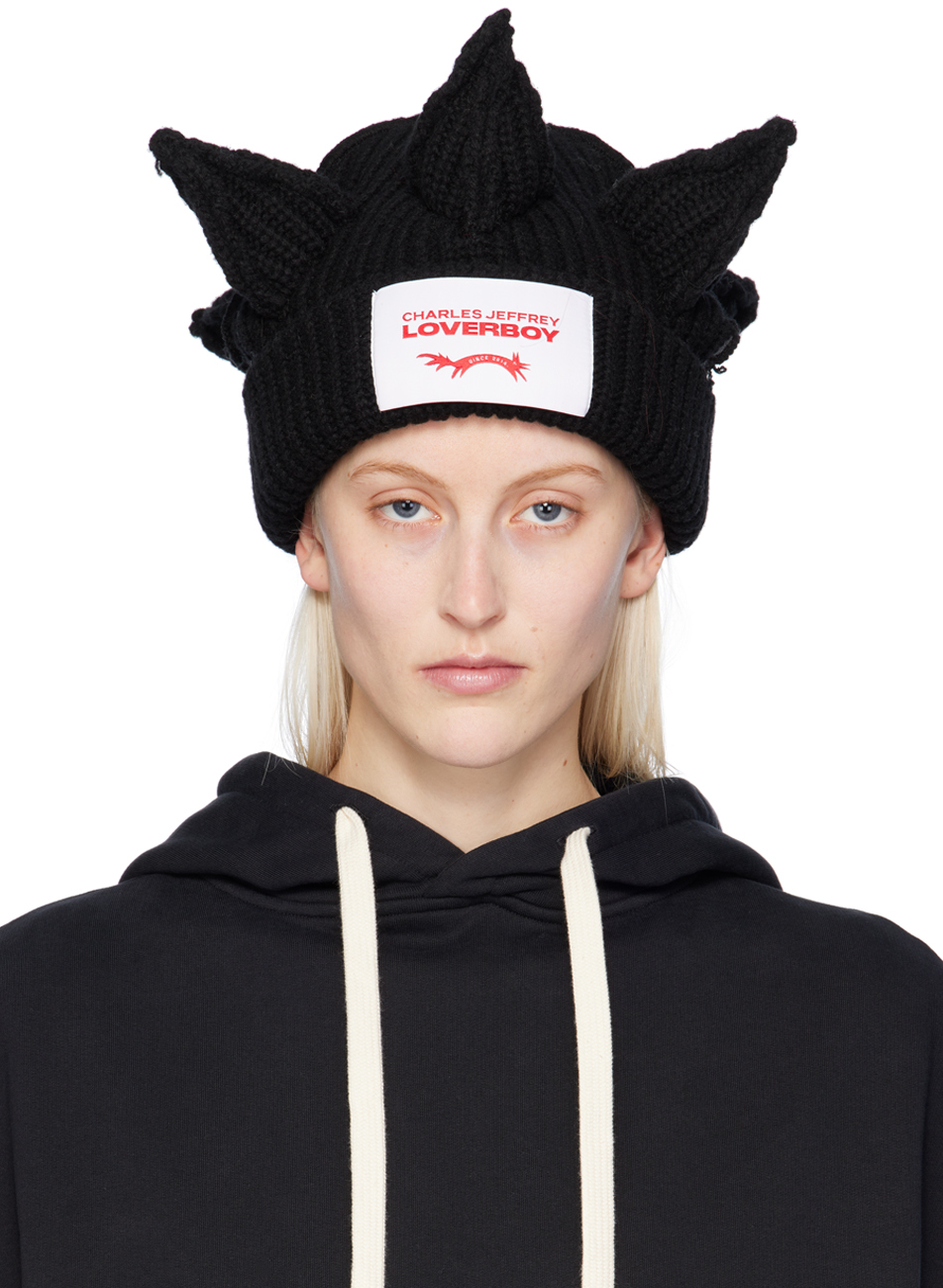 Black Berserker Beanie by Charles Jeffrey LOVERBOY on Sale